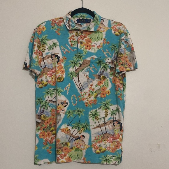 Polo Ralph Lauren Vibrant Tropical hula girl Print Shirt mens S vacation beach - Picture 7 of 7